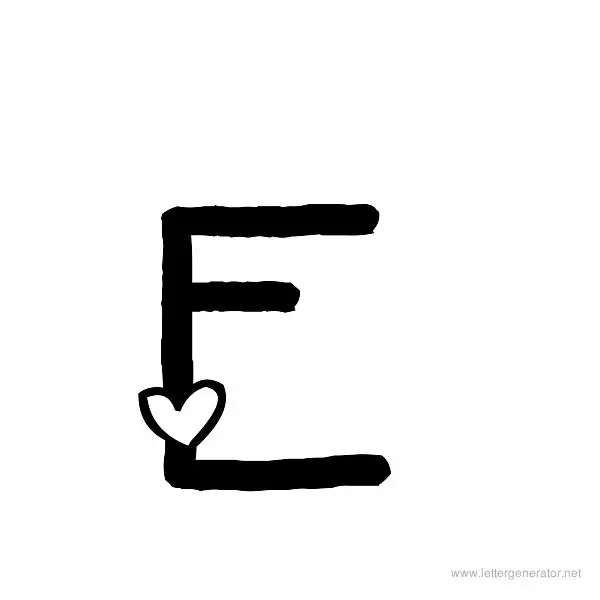 Heart's Delight Font Alphabet E