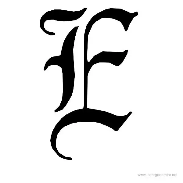 English Gothic Font Alphabet E