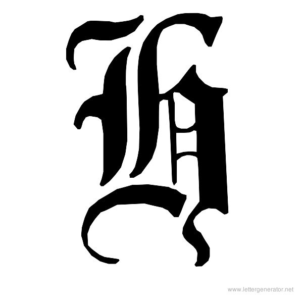 English Gothic Font Alphabet H