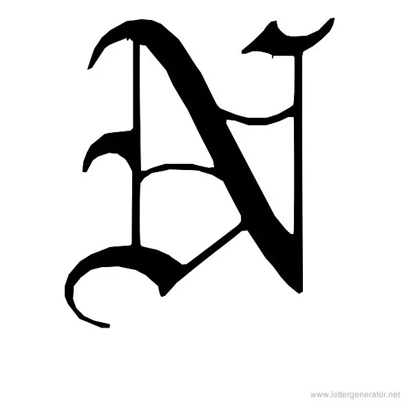 English Gothic Font Alphabet N