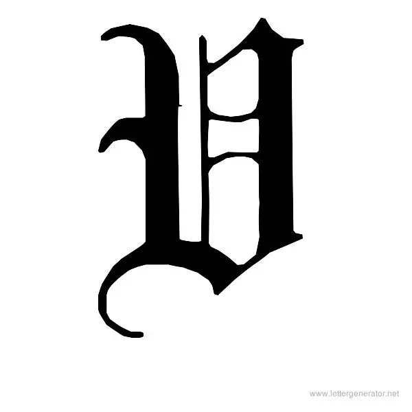 English Gothic Font Alphabet V