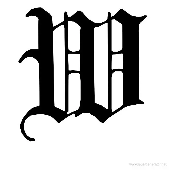 English Gothic Font Alphabet W