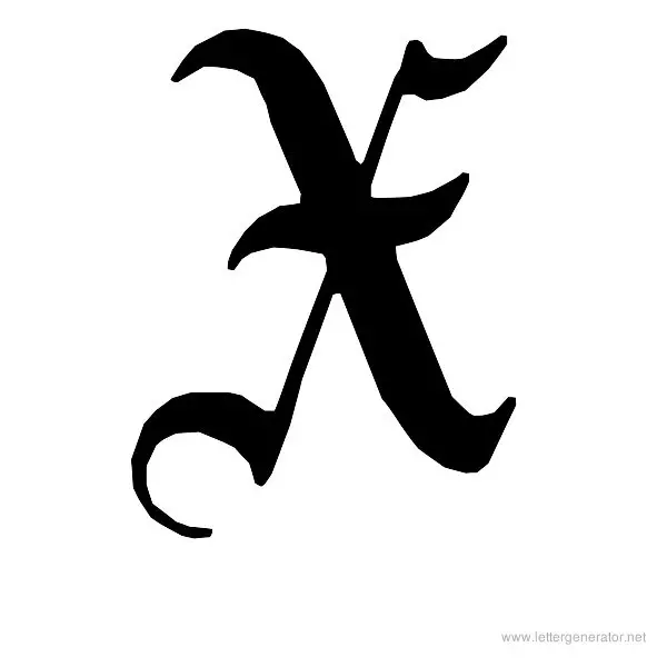 English Gothic Font Alphabet X