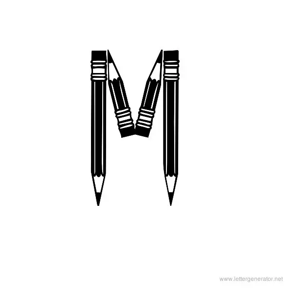 Pencilled Font Alphabet M