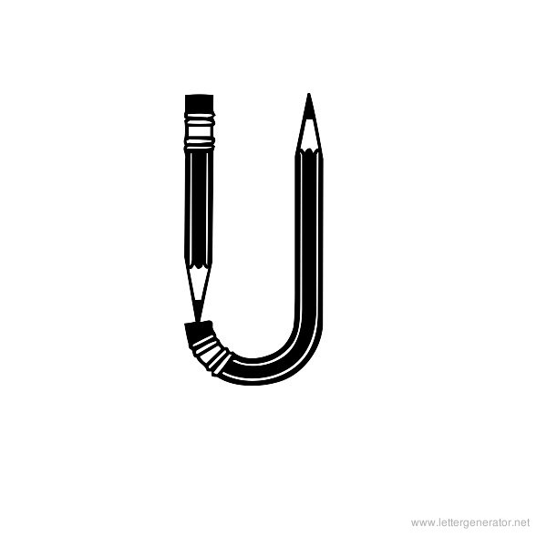 Pencilled Font Alphabet U