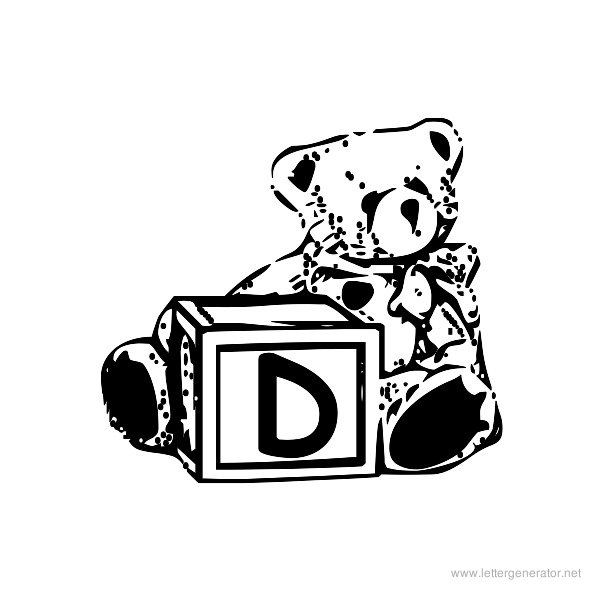 Summer's Bear Blocks Font Alphabet D