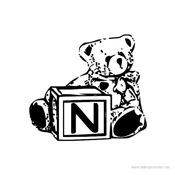 Summer's Bear Blocks Font Alphabet N