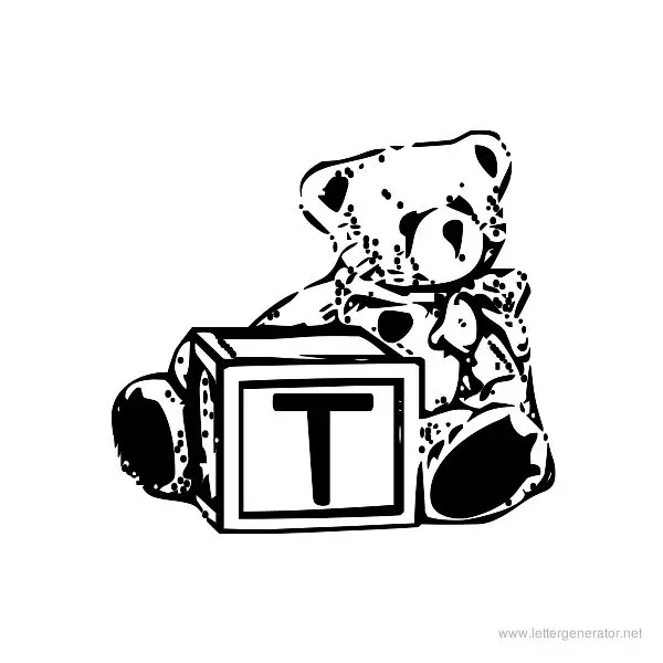 Summer's Bear Blocks Font Alphabet T