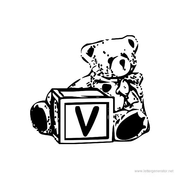 Summer's Bear Blocks Font Alphabet V