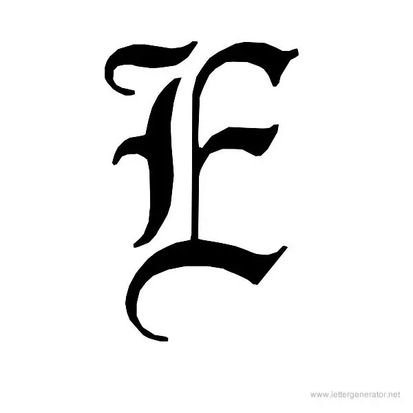 English Gothic Font Alphabet E