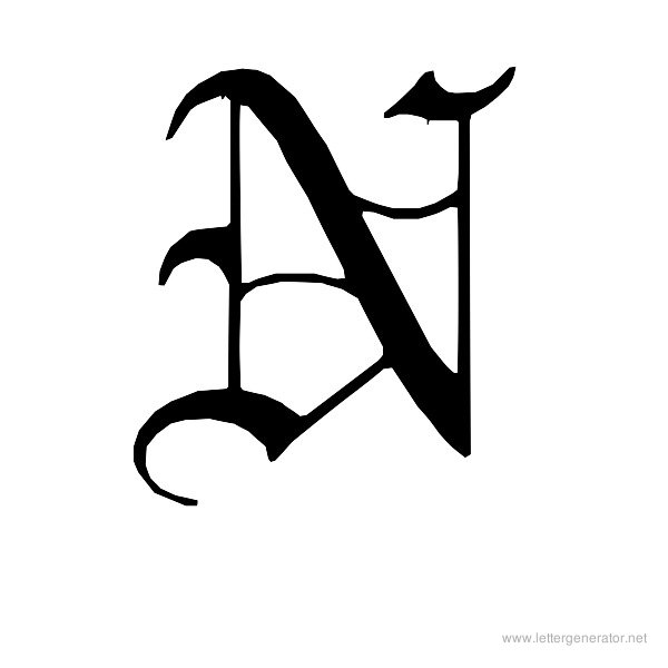 English Gothic Font Alphabet N