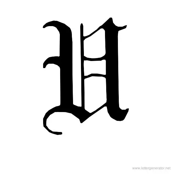 English Gothic Font Alphabet U
