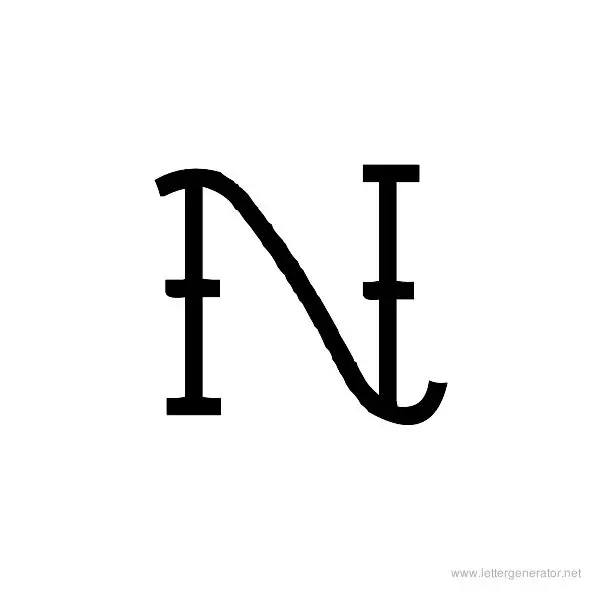 Tattoo Font Alphabet N